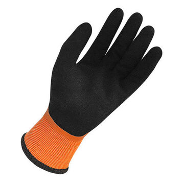 Coated Gloves, #10, Foam Latex Palm, Black/Orange, Nylon Shell