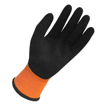 Coated Gloves, Foam Latex Palm, Black/orange, Nylon Shell