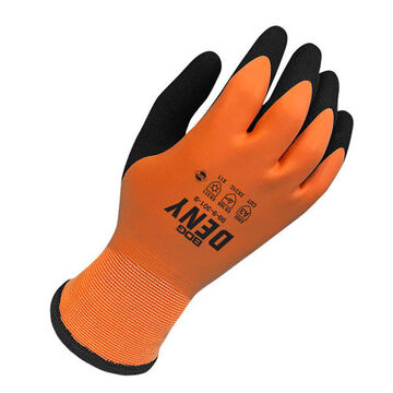 Coated Gloves, #10, Foam Latex Palm, Black/Orange, Nylon Shell