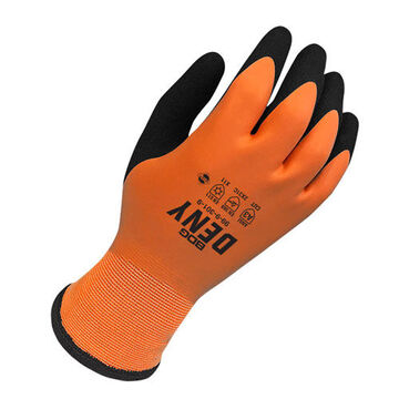 Coated Gloves, Foam Latex Palm, Black/orange, Nylon Shell