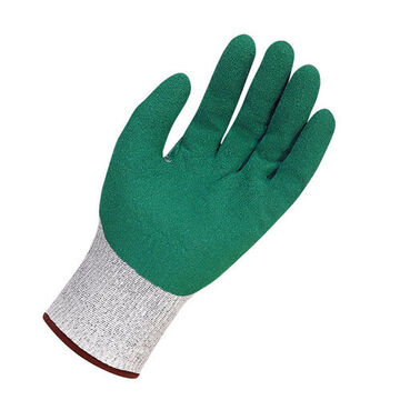 Coated Gloves, #10, Nitrile Palm, Gray/Green, HPPE Outer Shell