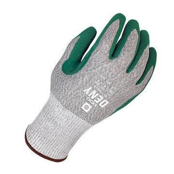 Coated Gloves, #10, Nitrile Palm, Gray/Green, HPPE Outer Shell