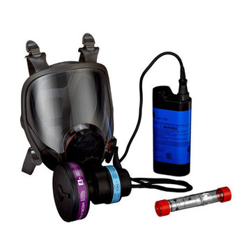 Respirator Kit Face Mounted Powered Air Purifying, Full Facepiece, Gray
