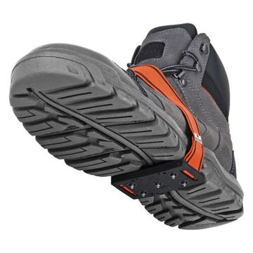 Ice Cleats Mid-sole, Unisex, Polymer Blend, Tungsten Carbide Spike, Elastic Strap, Black, Hi-viz Orange