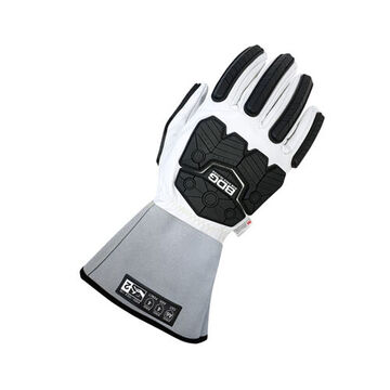 Premium Gloves, Small, Grain Goatskin Palm, Gray, Cut And Sewn, Goatskin Glove Back, Cowhide Cuff