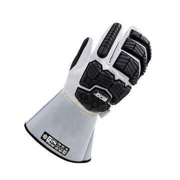 1-finger Mitt Gloves, Goatskin Leather, Black/gray, Left And Right Hand