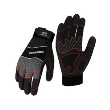 Medium-Duty Gloves, Large, Synthetic Leather Palm, Black/Gray, Spandex Back Plus Mesh Fabric Back
