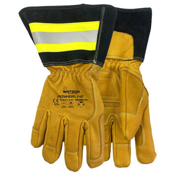 Gloves Full Finger, Cowhide Leather Tan, Black Cuff