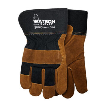 Winter Whammy Gloves, One Size, Black/Tan, Cotton Back, Split Cowhide Leather