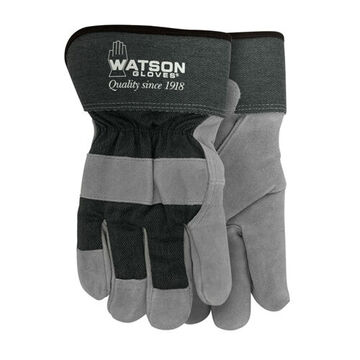 Sno Stoppers Gloves, Large, Leather Palm, Gray, Cowhide Leather