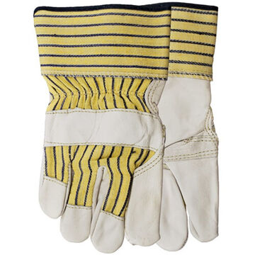 Gloves Poor Boy, One Size, Yellow, Cotton, Cowhide Leather