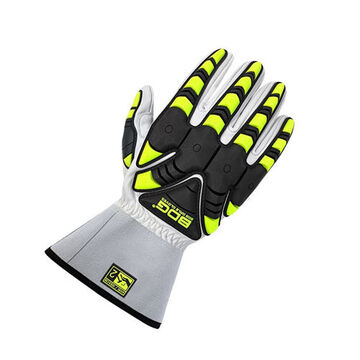 Gants de conducteur, paume en cuir fleur de chèvre, blanc, coutures en Kevlar
