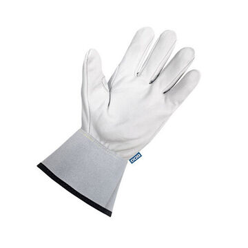Driver Gloves, Goatskin Grain Leather Palm, White, Kevlar Stitched
