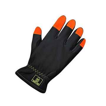 Gloves Cold Condition Medium, Grain Goatskin Palm, Black/orange