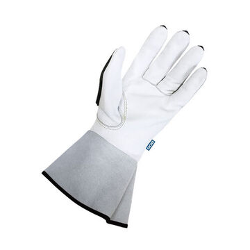 Gloves Premium, Grain Goatskin Palm, Gray, Cut And Sewn, Goatskin Glove Back, Cowhide Cuff