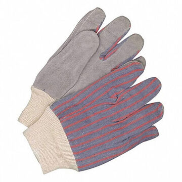 Gloves, X-Large, Cowhide Palm, Left and Right Hand, Cotton Canvas Knit