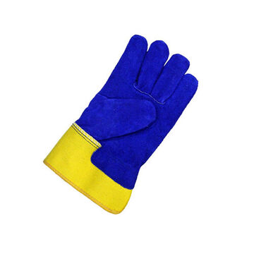Cold Insulated Gloves, Large to 2X-Large, Grain Cowhide Leather Palm, Blue, Left and Right Hand, Polyester Stitching, Cotton Canvas Back