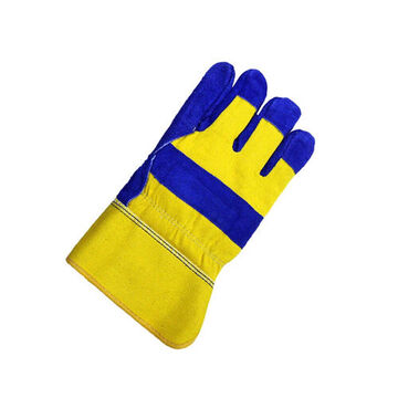 Cold Insulated Gloves, Large to 2X-Large, Grain Cowhide Leather Palm, Blue, Left and Right Hand, Polyester Stitching, Cotton Canvas Back