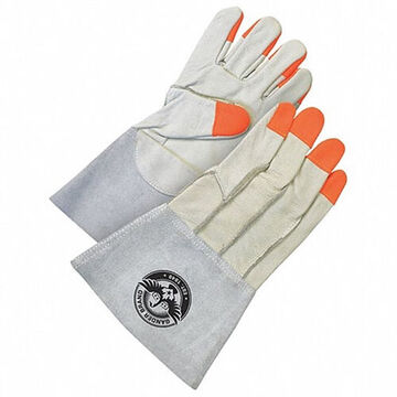 Gloves Double Palm Grain Cowhide Palm, Beige/orange Cowhide