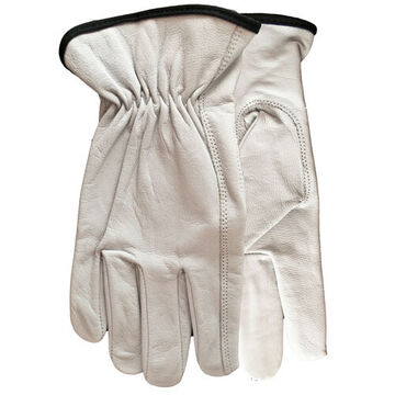 Gloves, Full Grain Goatskin Leather, Goatskin Palm, White, Keystone Thumb