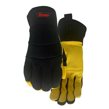 Gants, Paume en peau de chèvre, Noir/Tan, Dos en Spandex