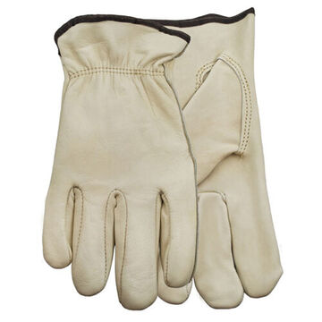 Gloves, Cowhide Leather Palm, Off White, Cowhide Back Hand