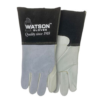 Gloves, Small, Full Grain Cowhide Palm, Gray, Left And Right Hand