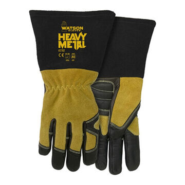 Gloves, Leather Palm, Havana, Left And Right Hand, Cow Leather Back/split Leather Wrist