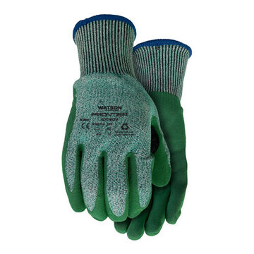 Stealth Frontier Gloves, Natural Rubber Latex Palm, Green, Seamless, Plastic Back