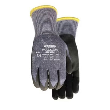 Stealth Falcon Gloves, Foam Nitrile Palm, Black/gray, Left And Right Hand