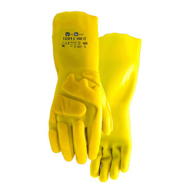 Triple Shot Gloves, Yellow, Left And Right Hand, Pvc