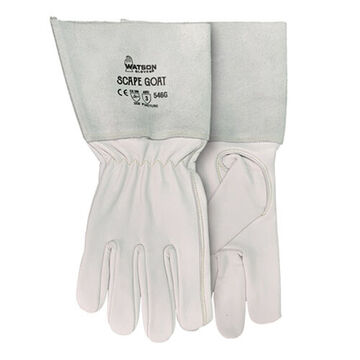 Gants, paume en peau de chèvre, blanc, dos en peau de chèvre