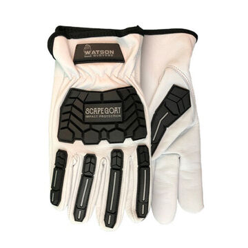 Scape Goat Gloves, Large, Goatskin Leather Palm, Black, White, Goatskin Leather
