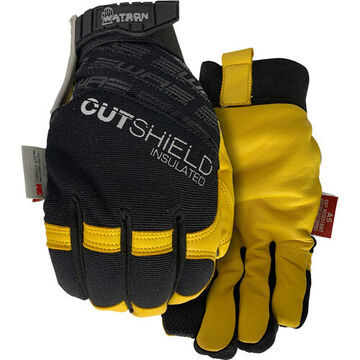 Gloves Light/medium, Winter, Goatskin Leather Palm, Black/tan, Spandex Back Hand