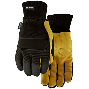 Ratchet Gloves, Medium, Black/Tan, Spandex Back, Neoprene Knuckle