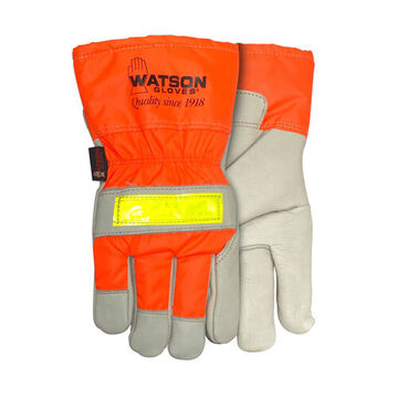 Winter Flashback Gloves, Cowhide Leather Palm, High Visibility Orange, Cowhide Leather