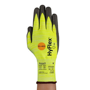 Medium-duty Industrial Gloves, Polyurethane, Nitrile Palm, High Visibility Yellow, Left And Right Hand