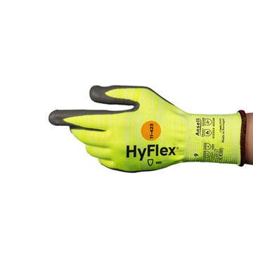 Gants industriels à usage moyen, polyuréthane, paume en nitrile, jaune haute visibilité, gaucher et droitier