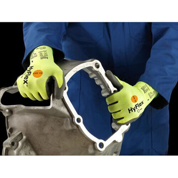 Medium-duty Industrial Gloves, Polyurethane, Nitrile Palm, High Visibility Yellow, Left And Right Hand