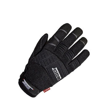 Gants de mécanicien conducteur, 2X-Large, paume en cuir synthétique, noir, main gauche et droite, dos en Spandex