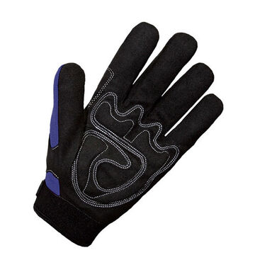 Full Finger Mechanics Gloves, Synthetic Leather Palm, Black/blue, Left And Right Hand, Spandex Back Hand, Neoprene Nuckle