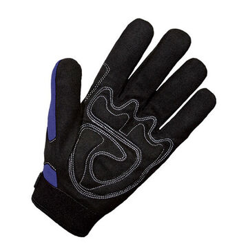 Mechanics Gloves Full Finger Synthetic Leather Palm, Black/blue, Spandex Back Hand, Neoprene Knuckle