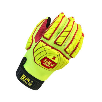 Performance Mechanics Gloves, Microfiber Palm, Red/yellow, Cut And Sewn, Spandex Back Hand