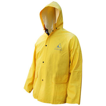 Rain Jacket, Removable Hood Unisex, Yellow, Pvc/polyester