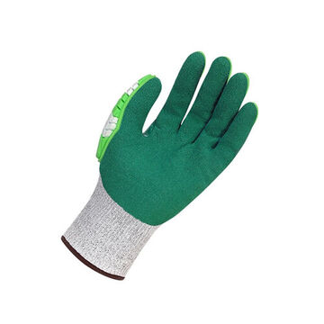 Knit Gloves, X-Large, Nitrile Palm, Gray/Green, Reinforced Thumb Saddle