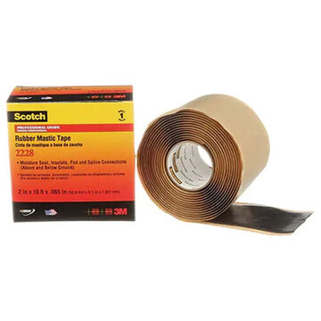 Mastic Tape, 10 Ft Lg, 2 In Wd, 65 Mil Thk, Black