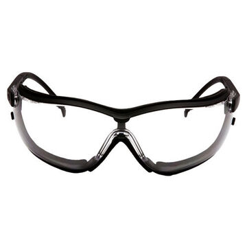 Safety Glasses, 143 mm wd, 81 mm lg, 2.1 mm thk, H2X Anti-Fog, Clear, Vented Frame, Black