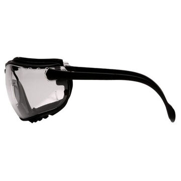 Safety Glasses, 143 mm wd, 81 mm lg, 2.1 mm thk, H2X Anti-Fog, Clear, Vented Frame, Black