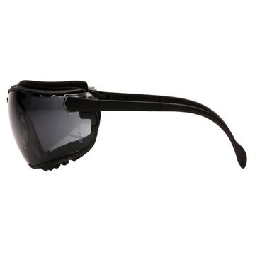 Safety Glasses, 143 mm wd, 81 mm lg, 2.1 mm thk, H2X Anti-Fog, Gray, Vented Frame, Black