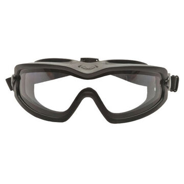 Adjustable, Dual Pane Safety Glasses, 136 mm wd, 87 mm lg, 2.1 mm thk, Anti-Fog/Anti-Reflective, Clear, Wraparound Frame, Black